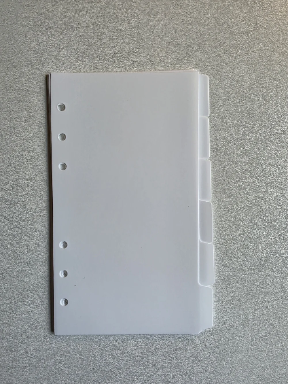 A6 White 6-Hole Plastic Index Dividers - Blank Tabs Set Of 6